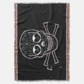 白黒candyskullの投球敷物 スローブランケット (正面縦)