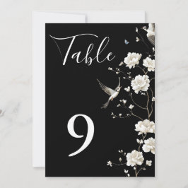 白黒Chinoiserieフローラテーブル番号 招待状