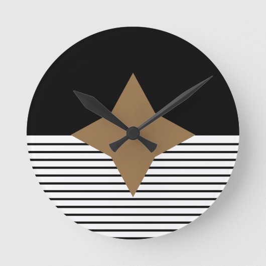 白黒Colorblock及びブラウンのダイヤモンド ラウンド壁時計 (正面)