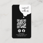 白黒Connect With Us QRコードソーシャルメディア 名刺 (正面)