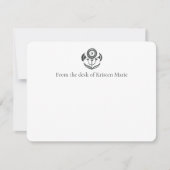 白黒Daffodilブロックプリントフラットカード サンキューカード (正面)