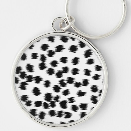 白黒Dalmatianプリントパターン キーホルダー (正面)