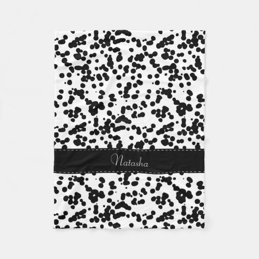 白黒Dalmatian点 フリースブランケット (正面)