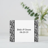 白黒Damaskカスタマイズ可能な日付の保存 案内ポストカード (スタンド正面)