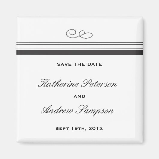 白黒Dateのマグネットを結婚保存 マグネット (正面)