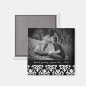 白黒Date Photo's Magnetを結婚保存 マグネット (正面/裏面)