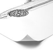 白黒Datsun 240Z日産S30スケッチ ポスター (角)