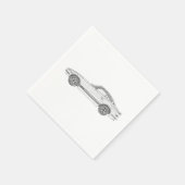 白黒Datsun 240Z鉛筆スタイルスケッチ スタンダードカクテルナプキン (角)