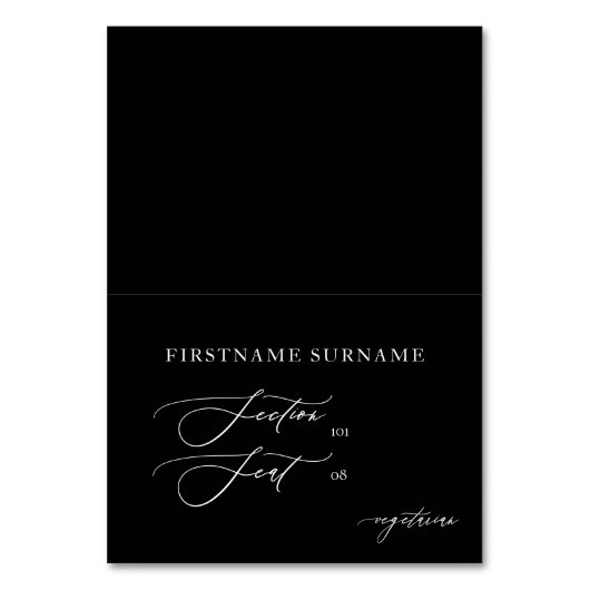 白黒DIY折り結婚畳み座席表 テーブルナンバー (正面)