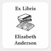 白黒Ex Libris蔵書票 スクエアシール (正面)