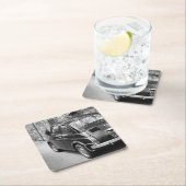 白黒FIAT 500車 スクエアペーパーコースター (インサイチュ)