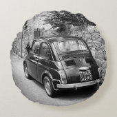 白黒FIAT 500車 ラウンドクッション (正面)