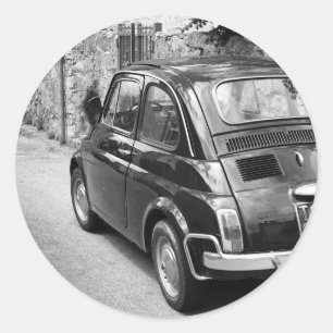 白黒FIAT 500車 ラウンドシール