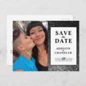 白黒Glam写真の結婚グリッター シーズンポストカード (正面/裏面)