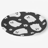 白黒Groovy幽霊と花 ペーパープレート (アングル)