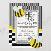 白黒He or She BEEジェンダーがシャワーを明かす 招待状 (正面/裏面)