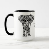 白黒Henna象のマグ マグカップ (左)