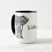 白黒Henna象のマグ マグカップ (正面左)