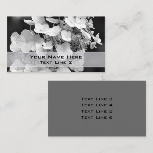 白黒Hydrangeaフローラ名刺 名刺 (正面/裏面)