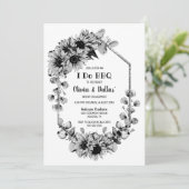 白黒I do BBQひまわりフォト婚約 招待状 (スタンド正面)