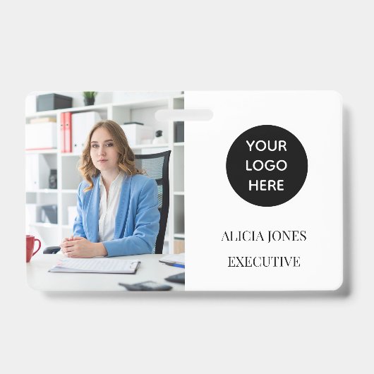 白黒IDカード会社の従業員バッジモダン バッジ (正面)