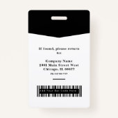 白黒IDフォトロゴ&バーコードプロフェッショナル バッジ (裏面)