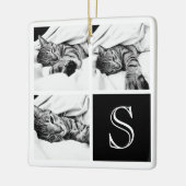 白黒Instagramフォトコラージモノグラム セラミックオーナメント (左)