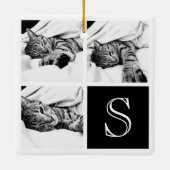 白黒Instagramフォトコラージモノグラム セラミックオーナメント (裏面)