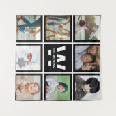 白黒Instagramフォトコラージモノグラム タペストリー (正面(横))