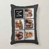 白黒Instagram 5フォトコラージモノグラム アクセントクッション (正面(垂直))