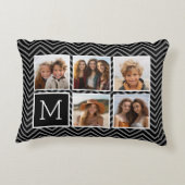 白黒Instagram 5フォトコラージモノグラム アクセントクッション (裏面)
