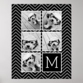 白黒Instagram 5フォトコラージモノグラム ポスター (正面)