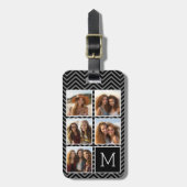 白黒Instagram 5フォトコラージモノグラム ラゲッジタグ (正面縦)