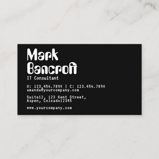 白黒ITテクノロジコンサルタントビジネス 名刺 (正面)