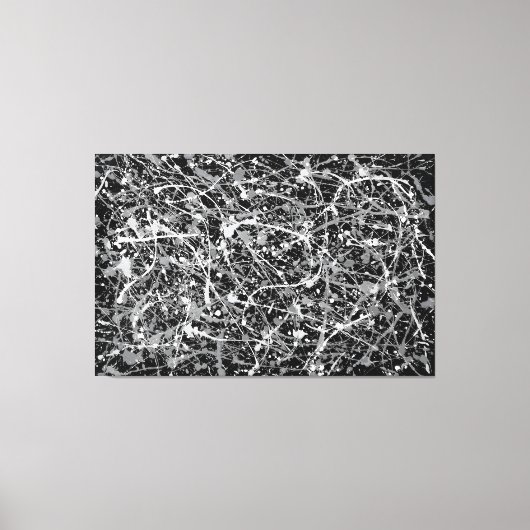 白黒IV – アクショ絵画ン – 抽象芸術- キャンバスプリント (正面)