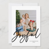 白黒Joyful Scriptフォトホリデーカード シーズンカード (正面)