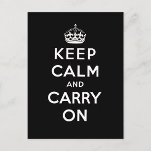 白黒Keep Calm and Carry On ポストカード