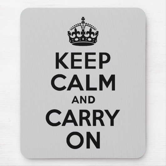 白黒Keep Calm and Carry On マウスパッド (正面)