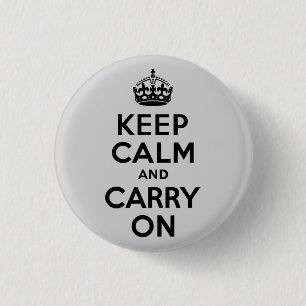 白黒Keep Calm and Carry On 缶バッジ
