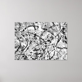 白黒L – アクショ絵を描ン – 抽象芸術- キャンバスプリント