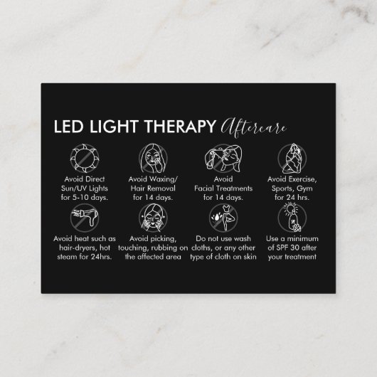 白黒LEDライトセラピーアフターケアありがとう 名刺 (裏面)