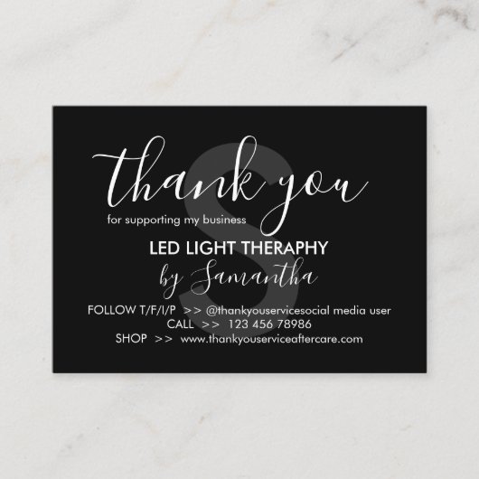 白黒LEDライトセラピーアフターケアありがとう 名刺 (正面)