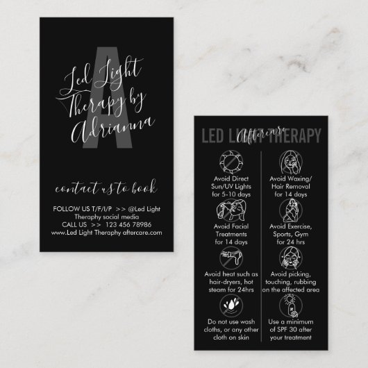 白黒LEDライトセラピースキンアフターケア 名刺 (正面/裏面)