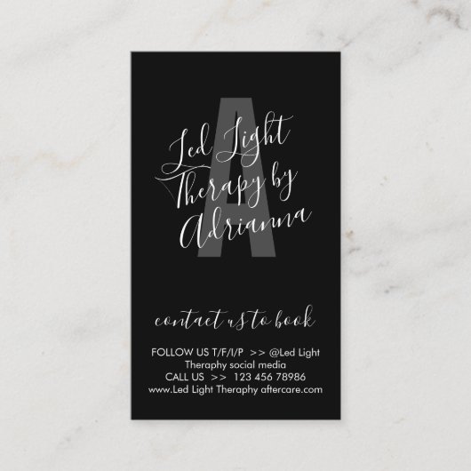 白黒LEDライトセラピースキンアフターケア 名刺 (正面)