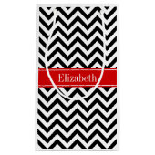 白黒LGシェブロンレッドネームモノグラム スモールペーパーバッグ (正面)