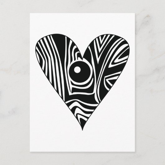 白黒LOVEハート ポストカード (正面)