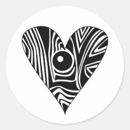 白黒LOVEハート ラウンドシール