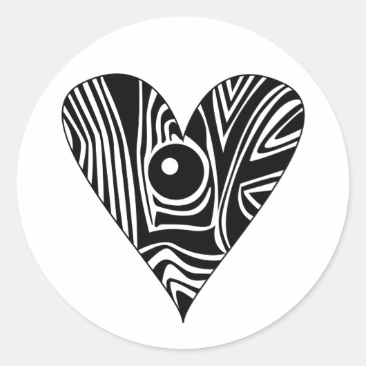 白黒LOVEハート ラウンドシール (正面)