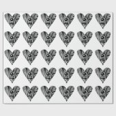 白黒LOVEハート ラッピングペーパー (フラット)