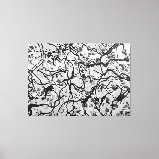 白黒LVI – アクショ絵を描ン – 抽象芸術- キャンバスプリント (正面)